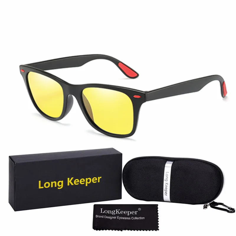 Фотохромные поляризованные солнцезащитные очки для мужчин и женщин для вождения день ночное видение Хамелеон обесцвечивание очки с подарочной коробкой чехол - Цвет линз: Black Yellow(Red)