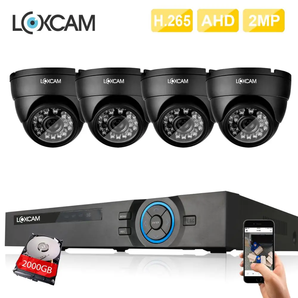 H.265 4CH 1080 P DVR комплект 4ch CCTV система 4 шт. 2MP IP66 in/наружная камера безопасности