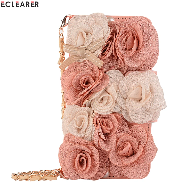 

Elegant Pearl Tassel Flower Case For Samsung Galaxy S7 Edge S6 Edge Plus Case Leather Wallet Flip Cover For Samsung S7 Edge Case