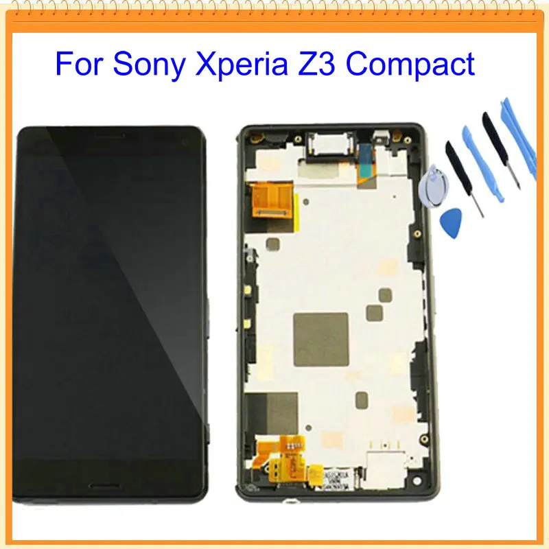 For Sony Xperia Z3 Compact Z3 mini LCD Dispaly with Touch Screen Frame Tools Black White