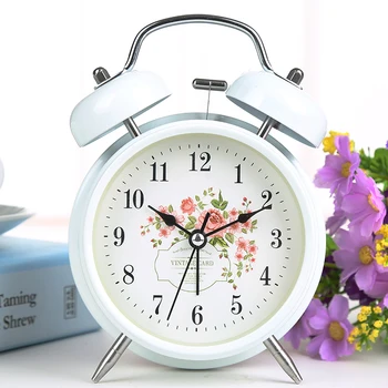 

Large 4 Inches Creative Clock Personality Mute Alarm Clock Metal Digital Nightlights Table Clock Bell