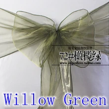 Willow зеленый цвет стул пояса повязка из органзы с кристаллами Свадебная вечеринка Декоративный бант пояс снег органза Шелковый бант лента