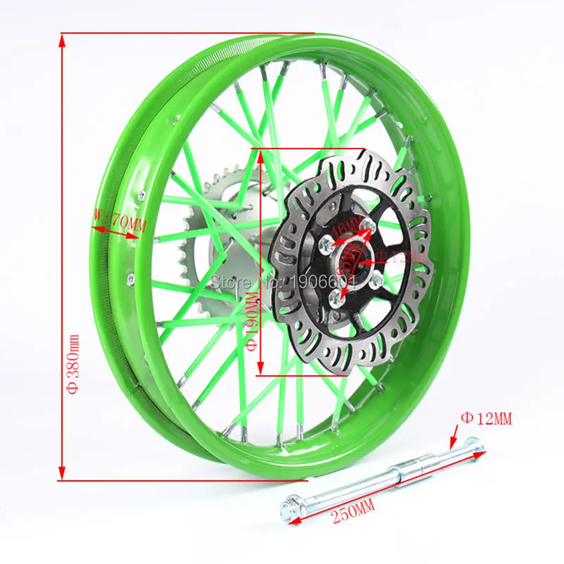 90/100-14 задний диск из алюминиевого сплава обод колеса 1,85x14 дюймов 15 мм ступица для dirt pit Bike