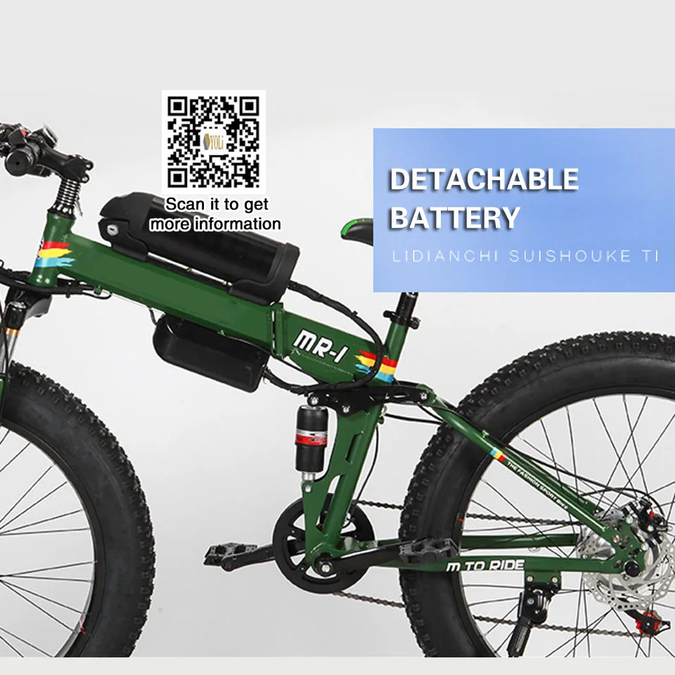 Flash Deal 36V 10.4AH Lithium Battery Electric Bike electric folding electric bicycle adult wide tire snow bike 26 Inch Mountain Bike 3