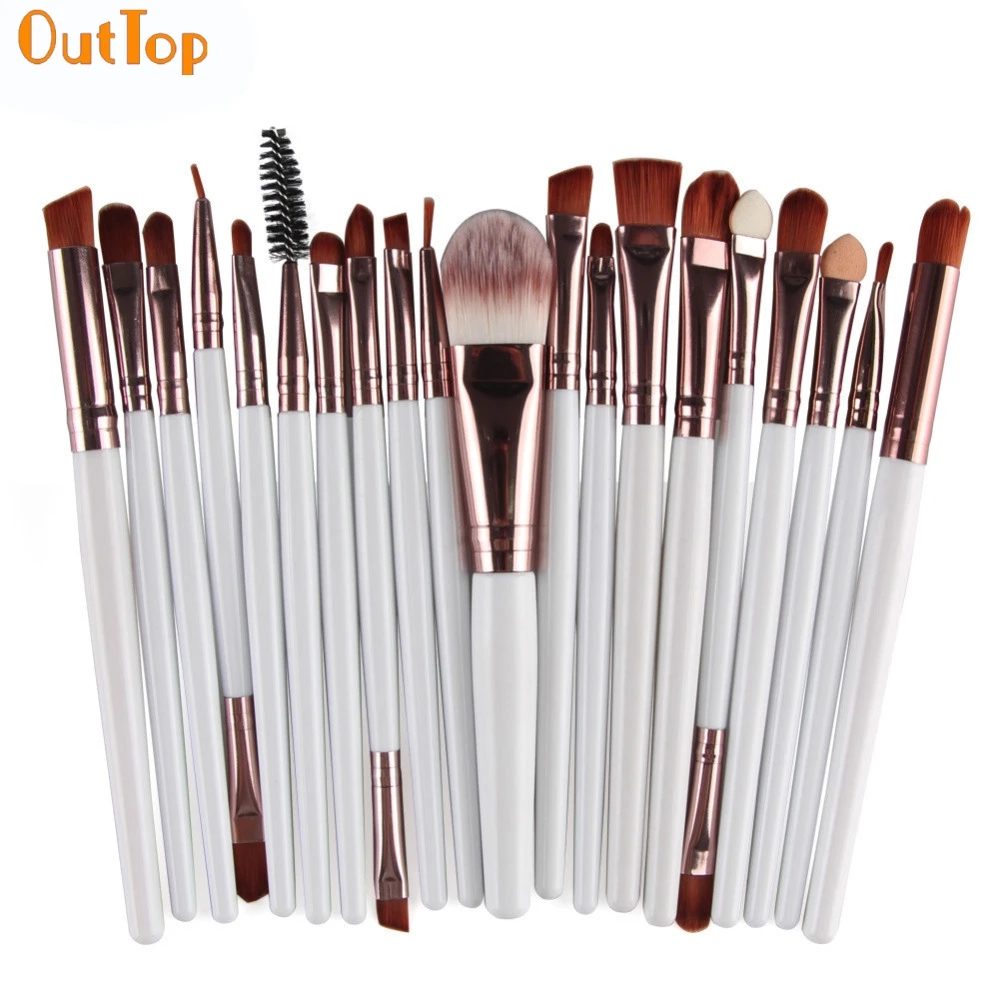 

OutTop 20pcs/Set Professional White Makeup Brushes Set Make-up Toiletry Kit Wool Foudation Eyeshadow Blusher Brush 160922