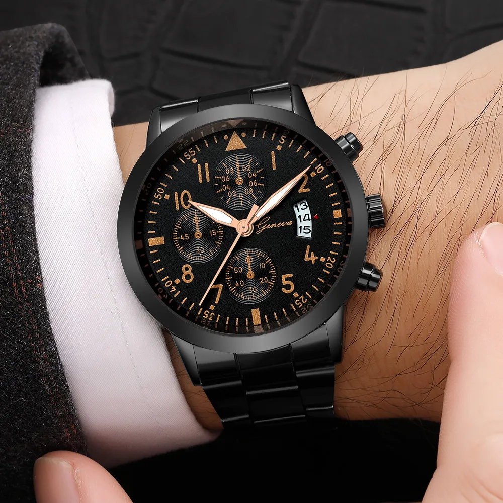 

Men's Watches Stopwatch Military Hands Leather Stainless Steel Waterproof Clock Man Quartz Watches Men Fashion Watch 2019 New