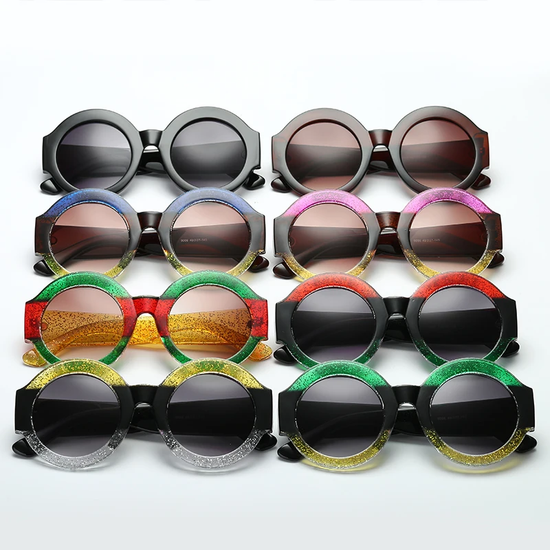 

Mixxar Round Sunglasses Oversized Women Retro Italy Brand Designer Crystal Frame Sun Glasses For Female Green Red Dropshipping
