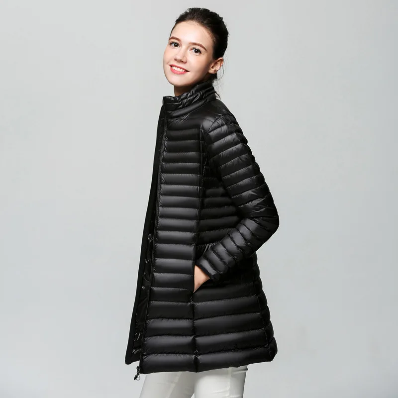 

New Plus Size 4XL Women Casual Ultralight 90% White Duck Down Jacket Winter Long Coat Waterproof Female Slim overcoat Parkas