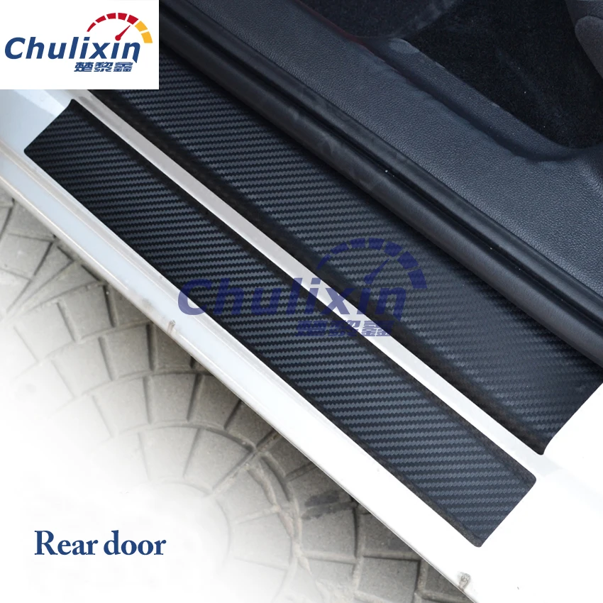 Car styling Car threshold carbon fiber stickers Door scratch protection