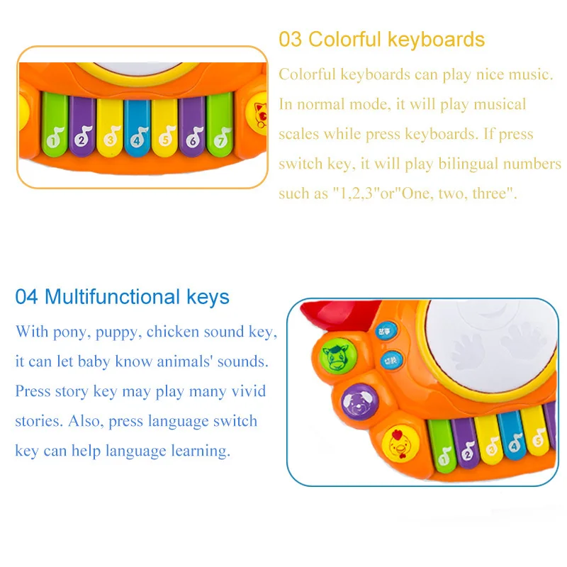 Большая фигура краба детская музыкальная клавиатура фортепиано барабан инструмент игрушки дети история песни язык обучения животных музыкальная игрушка для детей