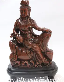 

10" 100% Natural Shoushan Stone Carving Kwan-yin Guan Yin Goddess Lotus Statue