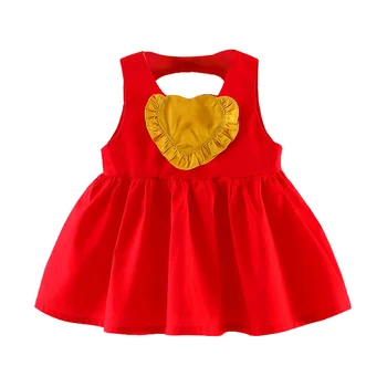 

New Summer Kids Girls Casual Sleeveless Heart Design Dress Costume Baby Children Backless Dresses Clothes