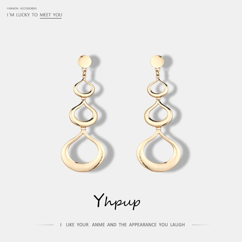 

Yhpup Charms Trendy Metal Geometric Dangle Earrings For Women Long Statement Europe Simple Drop Earrings Fashion Jewelry Party