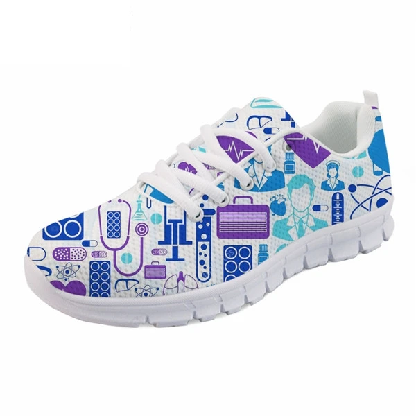 FORUDESIGNS/милые сетчатые туфли на плоской подошве с рисунком медсестры для девочек-подростков; повседневные дышащие кроссовки на шнуровке; модная женская обувь - Цвет: H9396AQ
