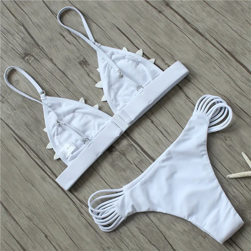2018 Women Lace Bikini Set Female Split Swimwear Swimsuit White Sexy Bathing Suit Female Beachwear Brazilian Push Up Bikini