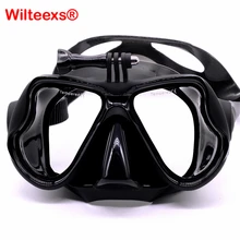 Wilteexs Дайвинг маска экшн-камеры аксессуары подводное плавание стекло очки силикона закаленное для GoPro Hero5 4 3 xiaoyi 2 4 К