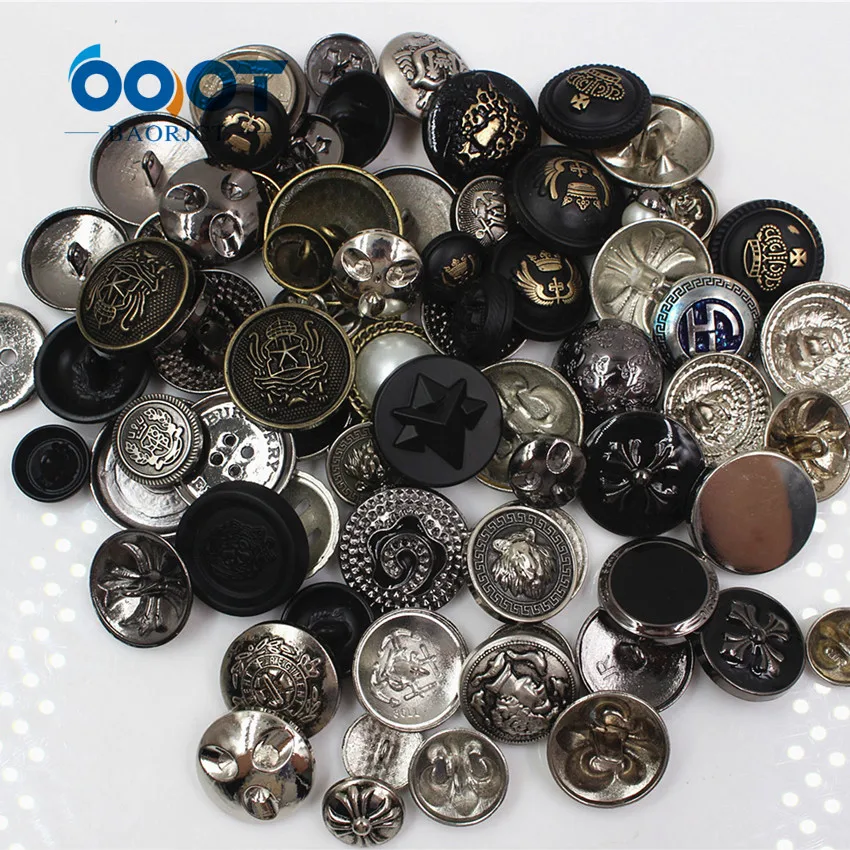 18565, черная-бронзовая-серебристая металлическая кнопка, галантерейная кнопка, 50 шт. различных кнопок и размеров, смешанные кнопки, шитье вручную