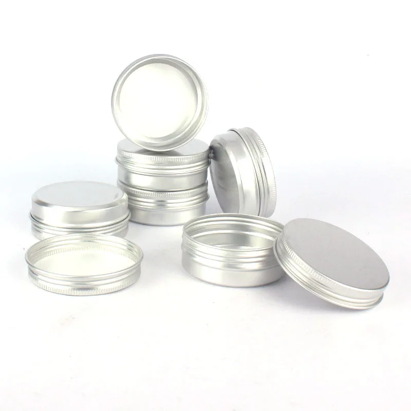 

50PCS Jar Aluminum 60ml Refillable Bottle Screw Thread Empty Aluminum 60g Medal Aluminum Case 2oz