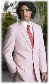 

2020 Two Button Back Vented Light Pink Color Shade Summer Wool Blend Fabric Suits For Men Beach Wedding Tuxedos (Jacket+Pants)