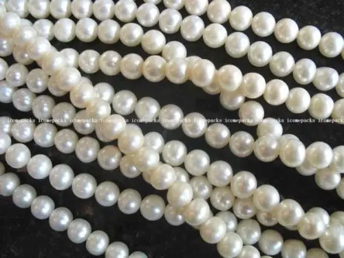 

wholesale 10 strands 6mm AA white round freshwater pearl beads 10*15.5