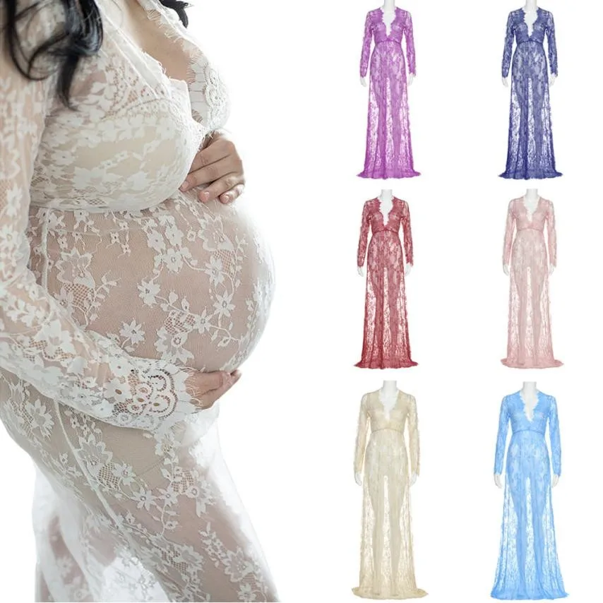

2019 maternity dresses photography props Maternity gown Lace Maternity Dress Fancy shooting photo summer pregnant dress Plus