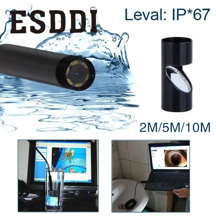 Esddi New 2/5/10M 5MM USB Endoscope Waterproof 6LED Inspection Snake Video Camera Scope Snake Inspection Tube Pipe Mini Cam Gift camera : image Esddi New 2/5/10M 5MM USB Endoscope Waterproof 6LED Inspection Snake Video Camera Scope Snake Inspection Tube Pipe Mini Cam Gift camera