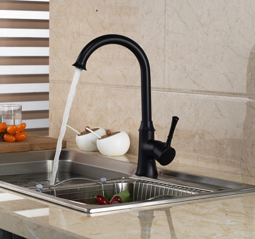 Modern Deck Mount One Hole with Hot Cold Water Kitchen Faucet Single Handle Oil rubbed Bronze