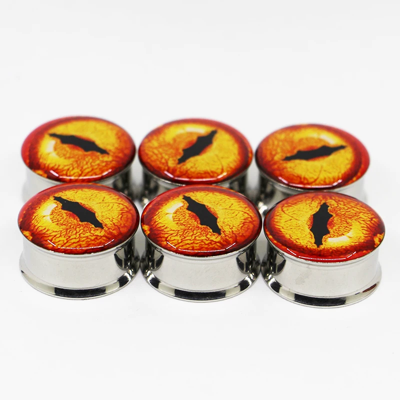 2pcs snake eye ear plug gauges stainless steel flesh tunnel plugs body