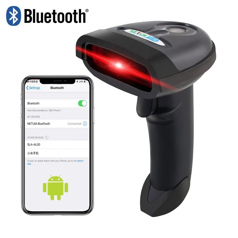 

Wireless Barcode Scanner Handheld Bluetooth 1D/2D QR Bar Code Reader Support Android, iOS and iPad