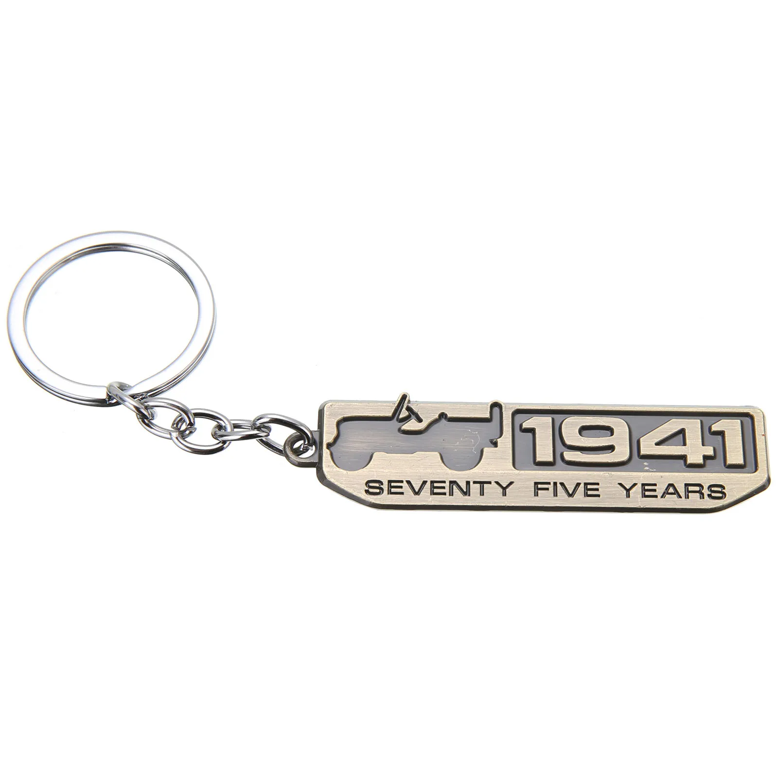1pc Car Metal Cool Key Ring SEVENTY FIVE YEARS 1941 Keychain Key Ring Keyfob For Car Jeep Keyring Accessory