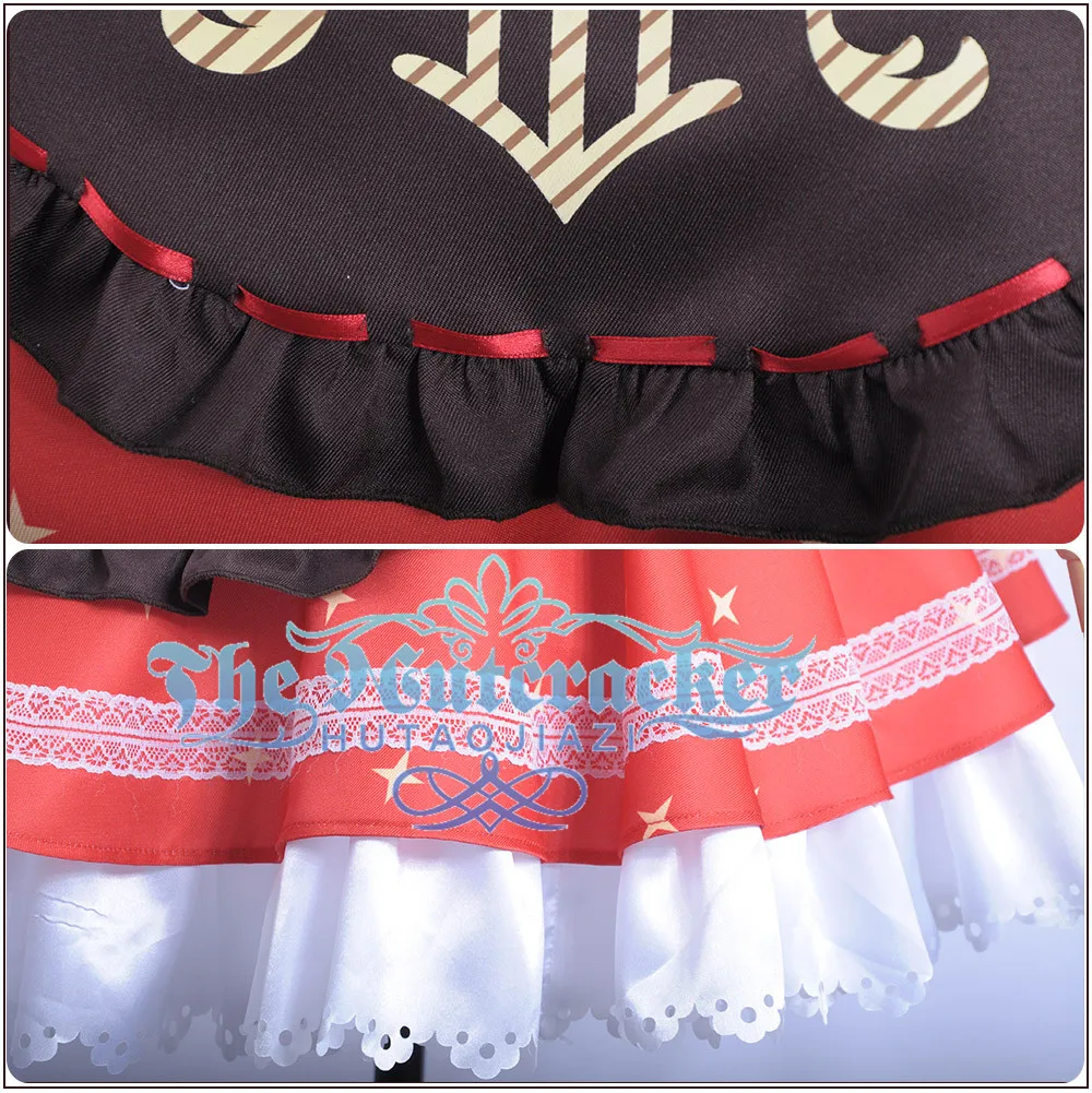 x_01Game LoveLive!Sunshine!! Aqours Bremen Band Kurosawa Ruby Cosplay Costume Women Maid Uniform Sexy Sleeveless Dress Socks Hairpin (5)
