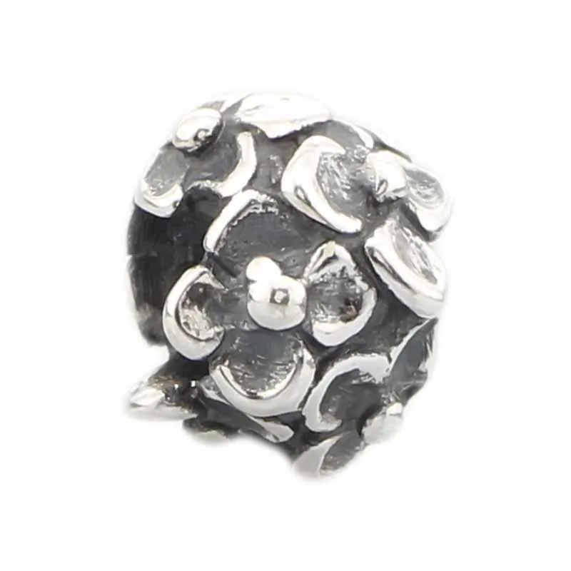 

Solid 925 Sterling Silver Hydrangea Charms Beads Fits European Brand Troll 3.0mm Bracelet Jewelry