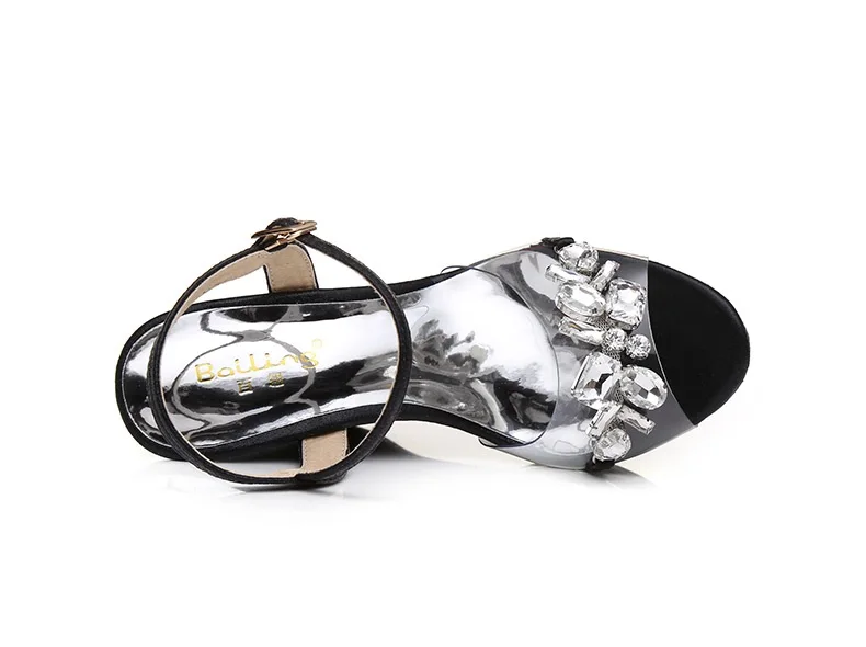 40_2016 New Gold Platform Wedges Sandals Female Summer Sandal Silver Heels Rhinestone Buckle Transparent Casual Shoes For Woman