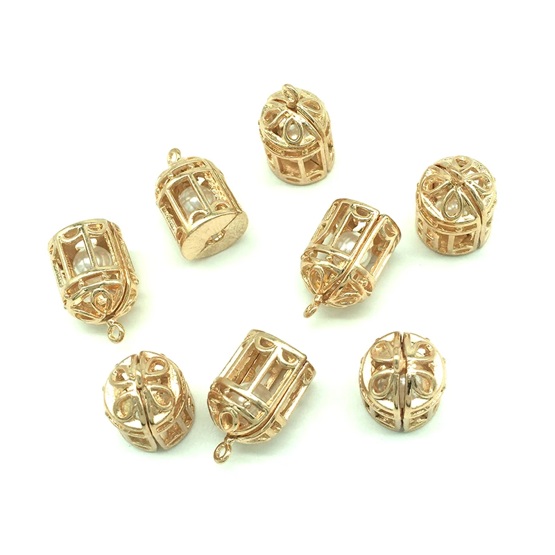 5pcs Round Locket Imitation Pearl Clasp DIY Necklace Bracelet Clasp Craft