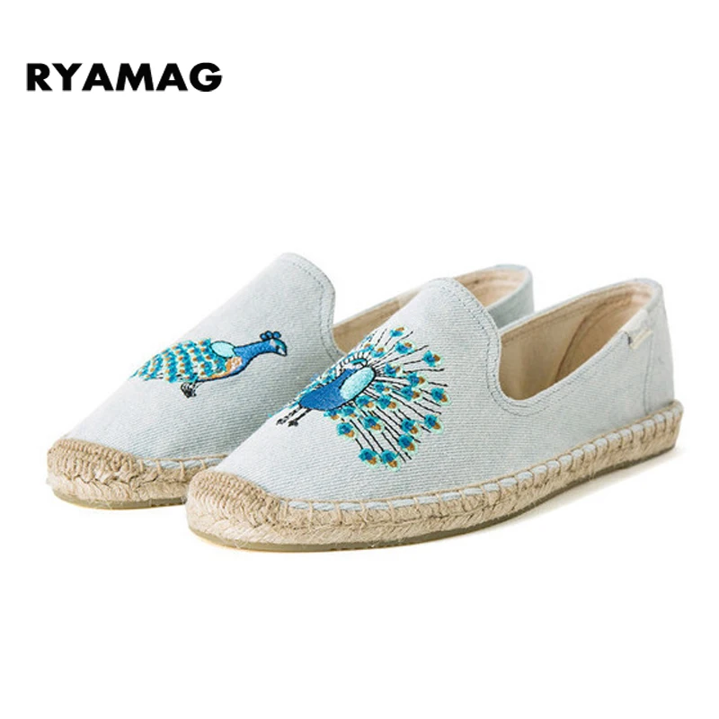 

2018 Women's Esapdrilles Casual flat Shoes Breathable Flax Hemp Canvas espadrilles Slip-on Cotton sewing shoes flamingo loafers