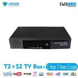 DVB-T2 S2 наземного спутникового ресивера 1080 P Испания Португалия арабский ТВ коробка с Wi-Fi stcik словосочетание бесплатная 1 год 7-линии служить