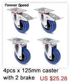 4pcs 75mm Heavy Duty 200kg Swivel Castor Wheels Trolley Furniture Chair Caster Rubber Brake Trolley Wheel ruedas para mueble