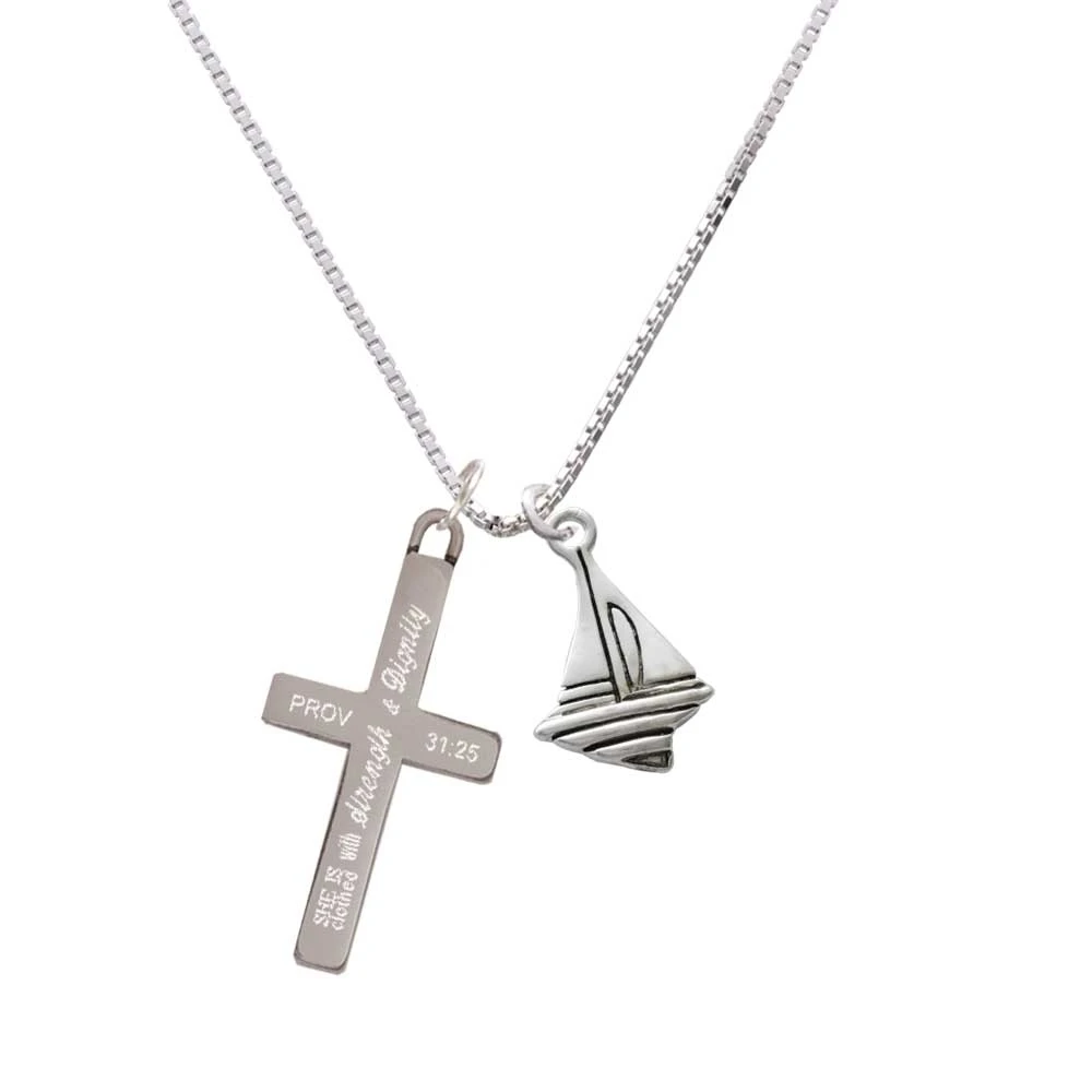 Sailboat - Strength and Dignity - Cross Necklace