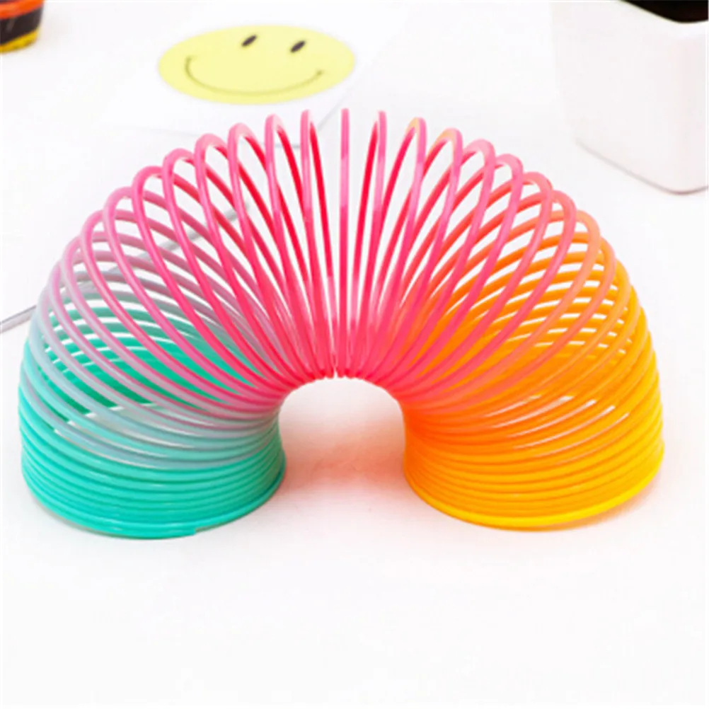 

Children's Creative Educational Classic Toys Rainbow Spring Protean Colorful Rainbow Circle Folding Plastic Spring Coil