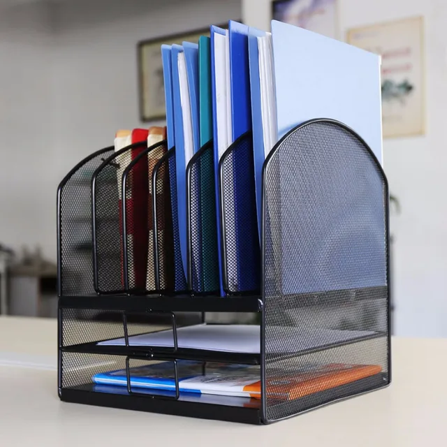Hlc Desktop Organizer Mesh Triple Magazine Rack Multi Functional Hlc Desktop Organizer Mesh Triple Magazine Rack Multi Functional Book Notebook Storage Best For Home