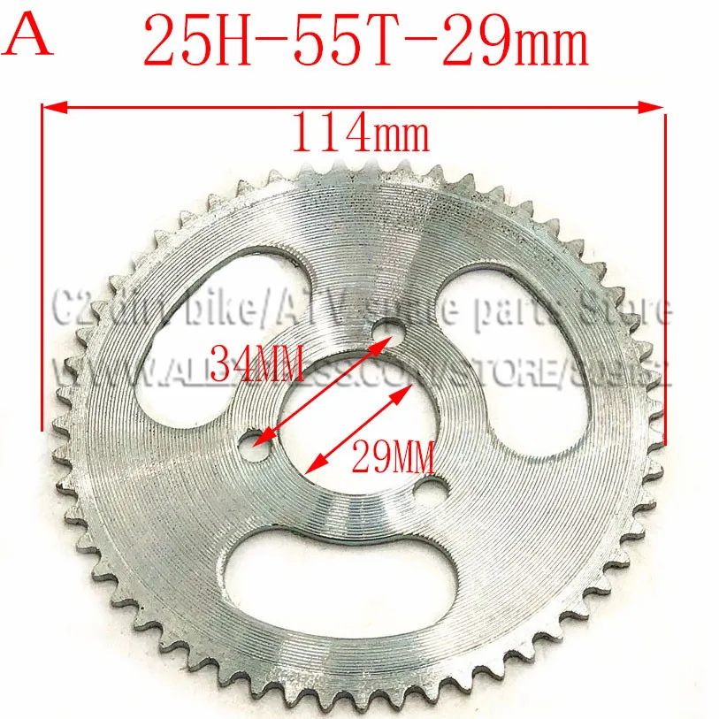 25H 55t 65t 68t 70t 80t 92t зуб 29/54/55 мм Задняя звездочка для 47CC 49CC Мини Мото квадроцикл Грязь Яма карманный велосипед