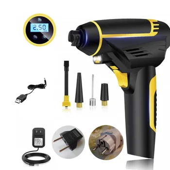

Car Tire Inflator Air Compressor Inflatable Pump PRESET Pressure Gauge Tire Inflator Car Bike USB Rechargeable Inflator Pump