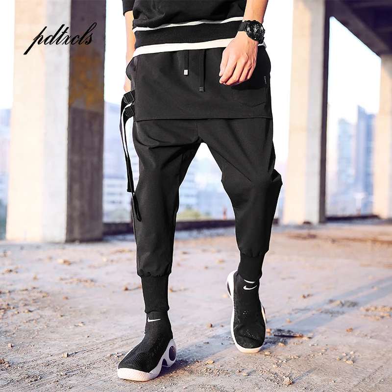 

New Arrival Diablo Style Fashion Individuality Side Ribbon Men's Jogger Trousers Hip Hop Autumn Casual Street Male Harem Pants