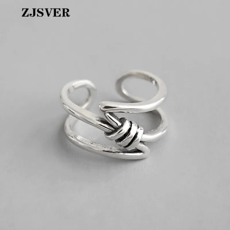 

ZJSVER Fashion Simple Woven Winding Hollow Opening Adjustable Women Ring Fine Jewelry Present 925 Sterling Silver Rings
