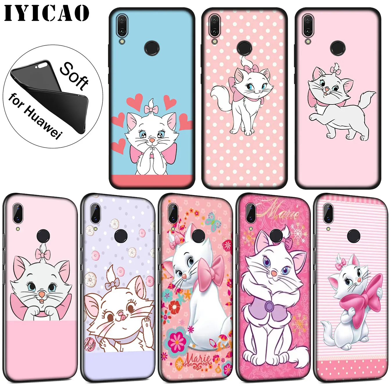 IYICAO Мягкий силиконовый чехол Marie aristocrats cat для Huawei P30 P20 Pro P10 P9 P8 Lite Mini 2017 2016 2015 P smart Z