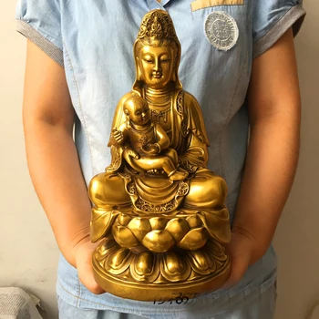 

30CM large- home Porch lobby Blessing the pregnancy children health safety efficacious Protection COPPER Songzi Guanyin statue