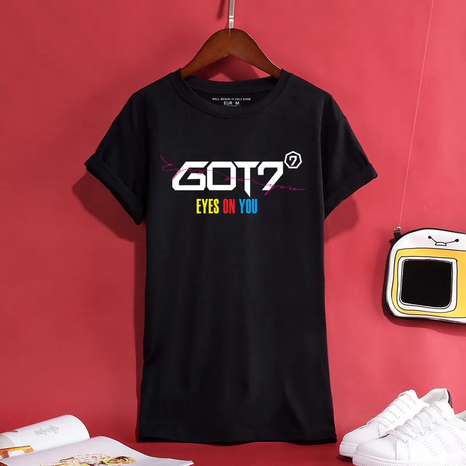 Kpop GOT7 глаза на вас футболка для мужчин женщин Harajuku Повседневная Уличная Хлопок