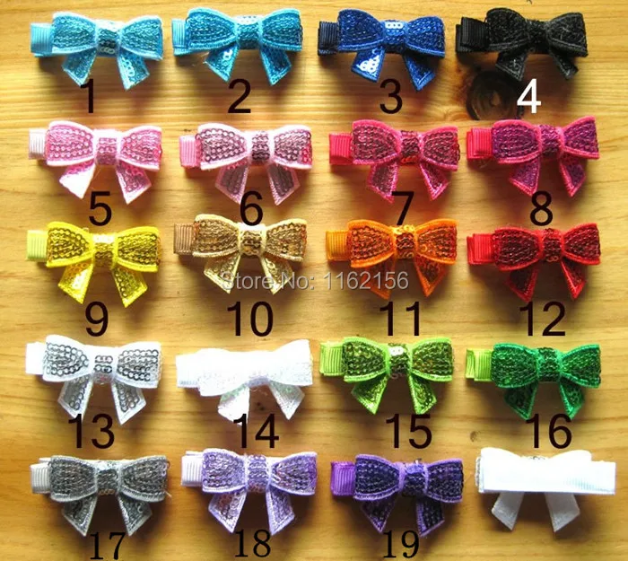 100pcs-lot-15-sequin-bow-with-ribbon-hair-clipswholesale-cute-girls-lined-clipschildren's-alligator-grips