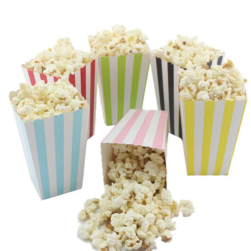 

Wedding Birthday Paper Popcorn Boxes Gold/Silver Metallic Mini Party Different Patterns 12pcs/lot Sanck Movie Party Supplies