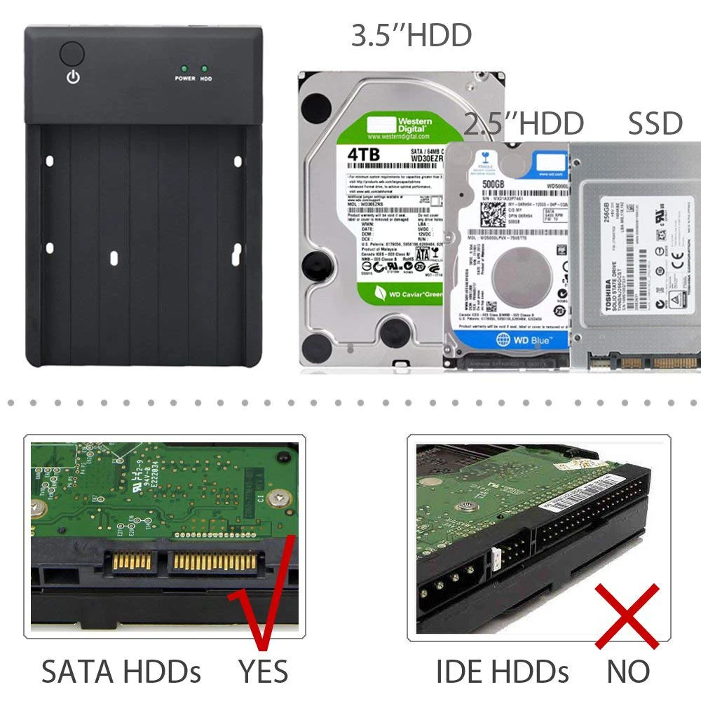2," /3,5" USB 3,0 на SATA III внешний HDD док-станция 3,5 дюймов жесткий диск Корпус чехол UASP с 2 данных/Зарядка USB порт